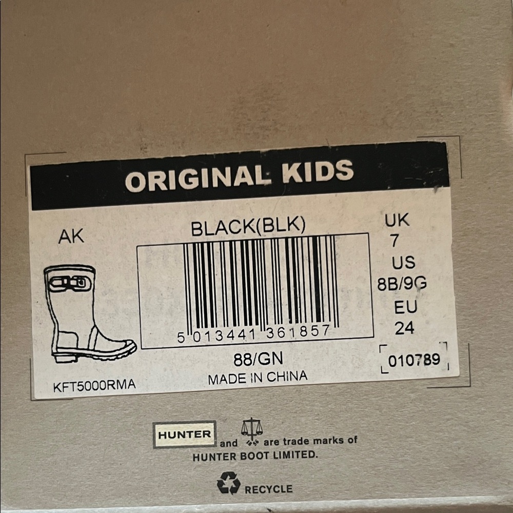 Hunter Junior Original Black Waterproof Boots - Picture 6 of 7